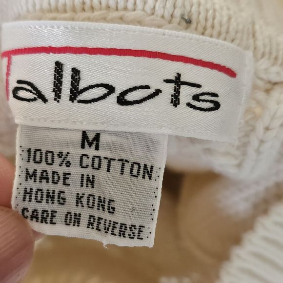 Vintage 90s Talbots cream textured pullover sweater in 100% cotton. In good... - Picture 6 of 9